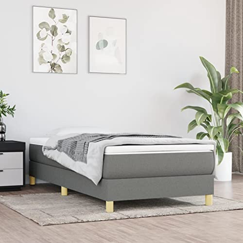 IKAYAA Lit 90 x 200 avec sommier Sommier 90x200 avec Pieds Sommier Tapissier Sommier à Lattes en Bois pour Adulte-Gris foncé-90 x 200 cm-25 cm