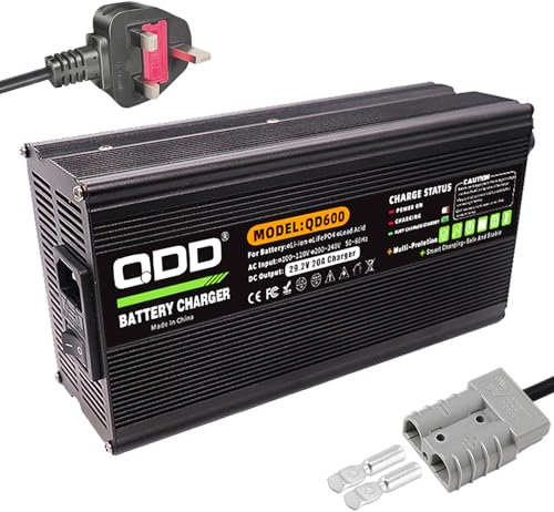 QDD 29.2V 20A LiFePO4 Battery Charger with LED Indicator Light, Safety Protection Function, Suitable for 8S 24V 25.6V LiFePO4 Battery Pack