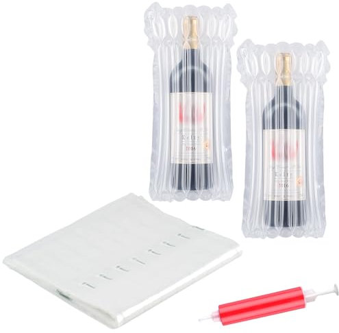15 Pack Wine Bottle Protector, Wine Bubble Wrap Bags, Wine Sleeves Inflatable, Reusable Air Column Bags with Pump for Airplane Travel Transport Safety Shipping