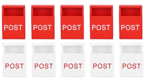 10 Stück Miniatur-Briefkasten, Holz-Briefkasten, weiß und rot, Kinderhaus, Spielzeug, Mini-Heimdekoration, Basteln, Briefkasten-Ornamente