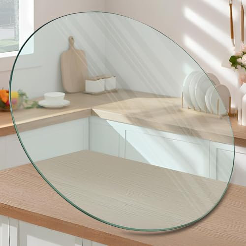 HCBHG Tischplatte Aus Gehärtetem Glas, Transparentes Glas für Esstische, Klares Gehärtetes Glas für Couchtische, Gartentische, Rund(70CM (27.6IN))