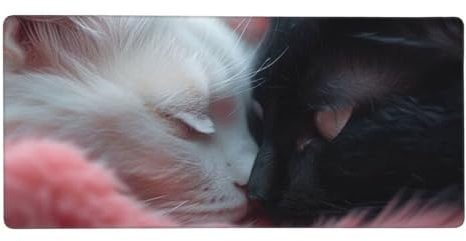 Gaming Mouse Pad White Desk Mat cat Mouse Mat XXL 800x300x3mm Large Mouse Mat Water Resist Surface Anti-Slip Rubber Base, Improved Precision and Speed Mouse Pads with Stitched Edges t-3661