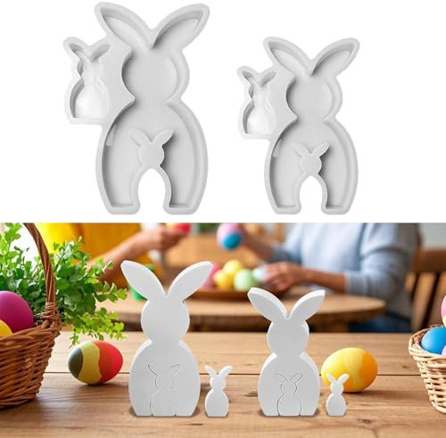 Ostern Kaninchen Silikonformen Gießformen, Osterhase Silikonform, Ostern Kaninchen Gießformen Silikon, Osterhase Beton zum Gießen, Osterhase Silikon Gießform für DIY Handwerk, Ostern Dekoration (I)