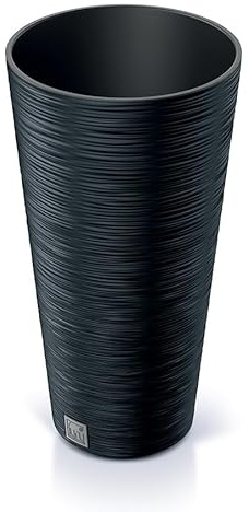 B2C Round FURU Style Look Textured Planter Tall Flower Plant Pot Indoor Outdoor Garden Decor Modern Elegant Patio Home (Anthracite, 300mm - 12)