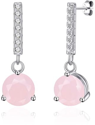 Philip Jones Sterling Silver Rose Quartz Gemstone Drop Earrings