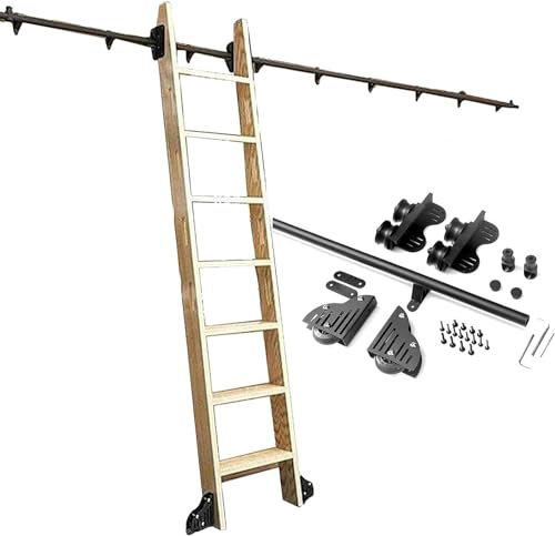 Sliding Ladder Hardware Kit Retractable, Library Rolling Ladder Track kit, 3.3ft-20ft Round Tube Mobile Ladder Rail + Extension Track, No Ladder (Size : 3.3ft/100cm Track Kit) (16ft/500cm Track