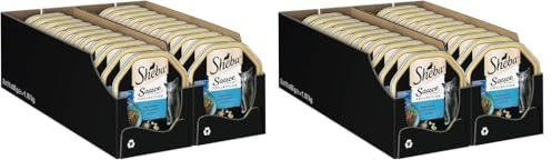 SHEBA Schale Nassfutter für Katzen Sauce Collection Sauce Lover mit Thunfisch MSC-Zertifiziert 2 x 11 x 85g (Packung mit 2)