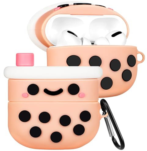 Kokaade Schutzhülle für Airpods Pro 2. / 1. Generation für Damen und Mädchen, niedliches Kawaii mit Schlüsselanhänger, lustiges Milchtee-Cartoon-Design, 3D-Silikonhülle für Teenager, für Airpods Pro 2