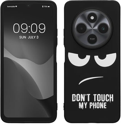 kwmobile Coque pour Smartphone Compatible avec Xiaomi Redmi 14C / Poco C75 - Housse de téléphone en Silicone Blanc-Noir