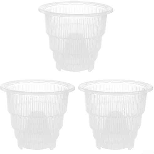 Orchideen-Pflanzgefäße mit verbessertem Drainage-Design, widerstandsfähiges Kunstharz, 3-teiliges Set (12 cm)