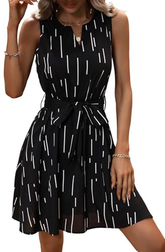 SweatyRocks Blusenkleid Damen Sommer Elegant Hemdblusenkleid Mit Gürtel Sommerkleid Knielang Kleid A Linie Midikleid Elegantes Outfit Schwarz XL