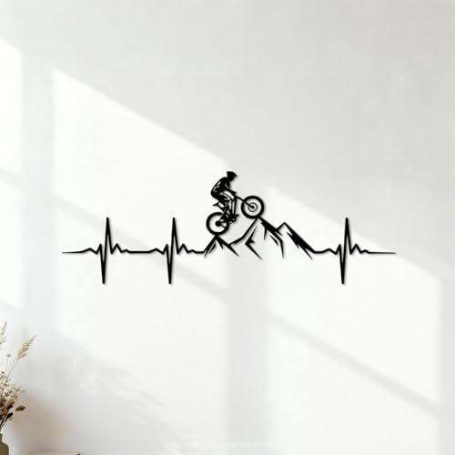 Mountainbike Herzschlag Mann Mountainbiker Downhill Bike Wandaufkleber aus Papier 50x147.9cm Tattoo-Kultur Schwarz