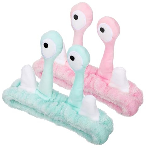 HONMEET 2 Stück Niedliches Schnecken stirnband aus Weichem Korallenfleece Rutschfestes Spa haarband zum Waschen Des Gesichts Make up und Sport Elastisches Haarband für Damen und Mädchen