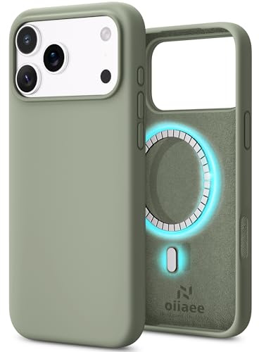 OIIAEE Magnetic for iPhone 17 Pro Max Case, Liquid Silicone Case with MagSafe, Anti-Scratch Microfiber Lining, Full Body Protection, Drop & Shockproof, Ultra-Thin Soft,Copper Green