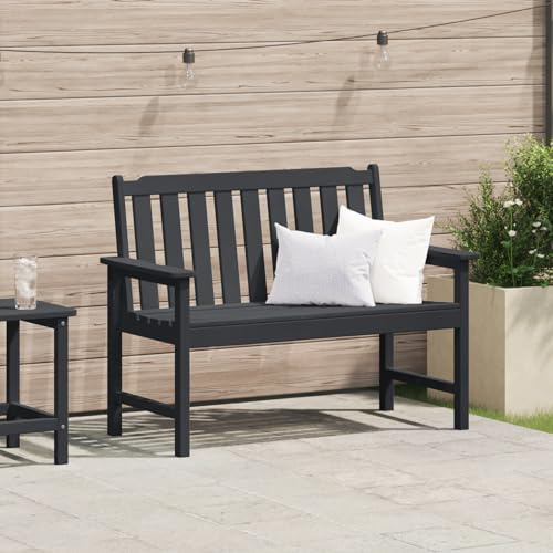 IBUQDDV Gartenbank Schwarz 120 cm HDPE, Stylische und Praktische Bank für Balkon und Garten mit Modernem Design und Geräumiger Sitzfläche, Hergestellt aus Langlebigem HDPE Material