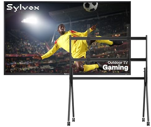 SYLVOX 75 TV da Esterni con Copertura & Supporto Televisore con Ruote - 120 Hz | 4K UHD 1000 Nits, Smart Google Outdoor Gaming TV, Dolby Atmos, HDMI 2.1 | HEVC 10, DVB-S2/T2, Impermeabile IP55