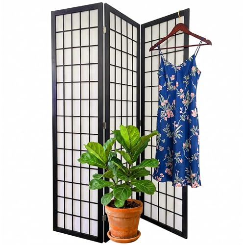 Relaxdays Paravent, 3-teilig, faltbar, H x B: 170 x 120 cm, schwarz/weiß | Holz & Stoff, Wohnzimmer, Trennwand innen