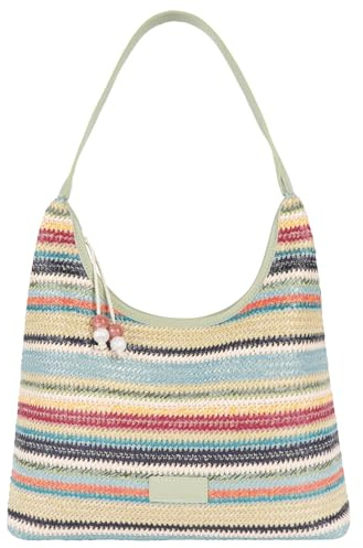LA HUATE Bolso de paja colorido para mujer, bolso de playa de verano, bolso de mano tejido, multicolor