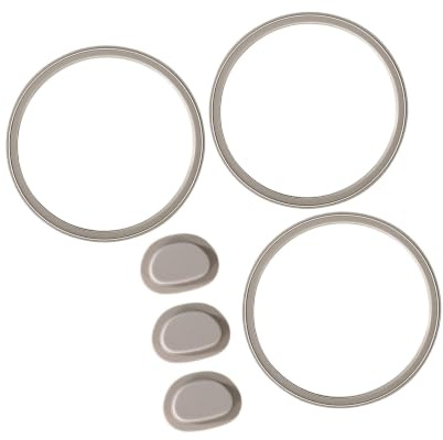 Silicone Lid Gasket Pack, 3 Seals and 3 Plug Pieces, Rounded Spare Components for Home Travel Cup, Replacement Set, Beige, Routine Backup Cup Lid Gasket Set Silicone Seal Plug Parts Travel Mug
