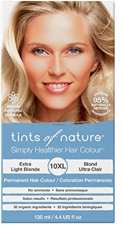 Tints of Nature 10XL Rubio extra claro, Tinte permanente de cabello, apto para veganos, 95% natural, sin amoníaco, parabenos ni propilenglicol, 1 paquete