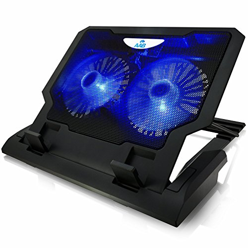 AABCOOLING NC65 - Laptop Lüfter mit 2 Lüftern, Einstellbare Neigung und Blau LED, Laptoptisch, Cooling Fan, Laptopständer für Laptops bis 15,6 Zoll und PS4 PRO/Xbox Consolen, Halterung