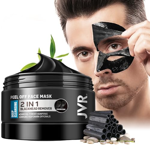 Blackhead Remover Mask, JVR Bamboo Charcoal Peel Off Face Masks for Men, Purifying Pores, Deep Cleansing, for All Skin Types 120ml