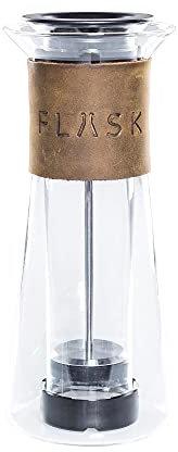Ethoz Flask Glass Coffee and Tea Brewer by Planetary Design, 17 fl.oz. / 500 mL, Elegant At Home Brewing, Espresso or French Press Style Coffee Brew, Easy To Clean, Sleek Stylish Carafe
