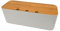 Kabelbox Steckdosenbox Kabelsammler Aufbewahrungsbox für Kabelführungs Ladekabel, ABS Kunststoff mit Belüftung, hölzerne Textur Organizer 36 x 13.5 x 13 cm (Weiß L)