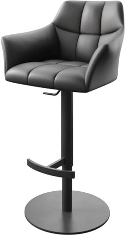 DELIFE Barstuhl Yulo-Flex Drehfuß höhenverstellbar Metall Echt-Leder Schwarz