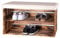 LAUBLUST Schuhschrank mit Sitzbank - ca. 79x34x49cm, Geflammt - Polster Beige | Schuhbank aus Holz - Schuhregal Regalboden längs