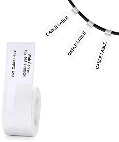 Label Maker Tape Compatible for NIIMBOT B21/B1/B3S, Cable Label Printer Paper Waterproof Anti-Oil Scratch-Resistant Sticker Cable White 25x38mm 100 Labels