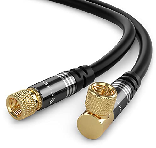 BlueRigger RG6 Digital Coaxial Audio Video Cable (6FT, 90 Angled to Straight Male F Type Connector, Triple Shielded) - HDTV, CATV, DVB-T2/C/S, Cable Modem, Radio, Satellite Receivers