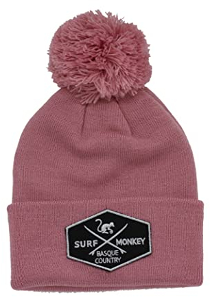 DRESSED IN MUSIC PLAY WITH ME Beanie Mütze für Jungen/Mädchen Surf Monkey® - Einheitsgröße - Wintermütze mit Bommel, Rosa, One size