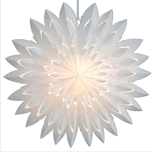 Seasonals - Papierstern mit Kabel Heaven zum Hängen creme/weiss, Hängestern mit E14 Fassung und Aufhängeöse, ca. 51 cm Durchmesser, 350 cm weisse Zuleitung