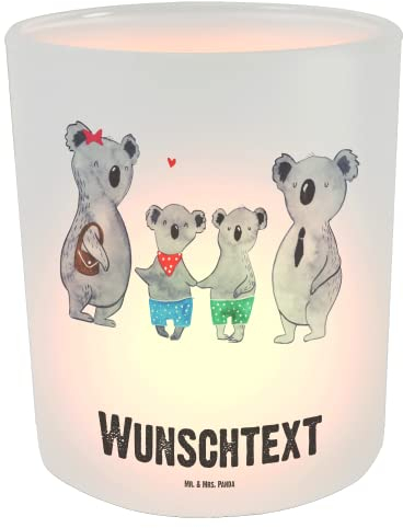 Mr. & Mrs. Panda Personalisiertes Windlicht Koala Familie zwei - Personalisierte Geschenke, Familienzeit, Windlicht Draußen selber gestalten,