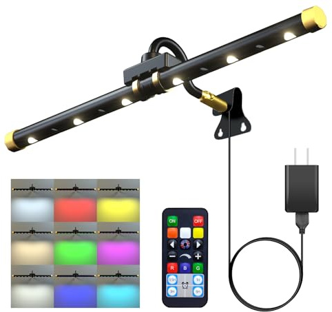 Starxing Picture Light with Remote, Led Accent Light Painting Plug in, Magnetic Art Lighting Rotatable, Dart Board Light RGB Dimmable, Spotlight Timer for Display Frame Portrait Mirror Wall Indoor