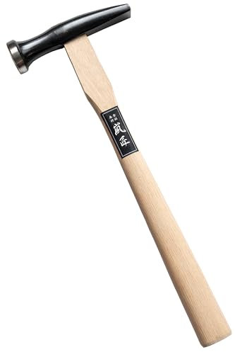 RANSHOU Blechhammer, 440 g, robuster geschmiedeter japanischer Stahlkopf, Zinnhammer, Handwerkzeug zum Abflachen von Metall, Holzgriff, hergestellt in Japan