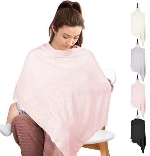 MVUOCR Breathable Nursing Cover Up for Summer, Knit Privacy Nursing Covers, Breast Feeding Cover for Women, Ponchy Nursing Covers/Nursing Shawl/Scarf, Pink