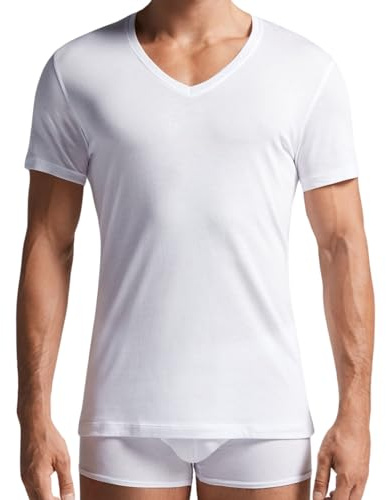 Intimitaly deFonseca - Set 3 Magliette Intime Uomo Cotone Pettinato Girocollo e Scollo V T Shirt Finissima Cuciture Piatte Intimo Maglietta Uomo Nera Bianca e Colorata (3 Bianche Scollo V, XXL)