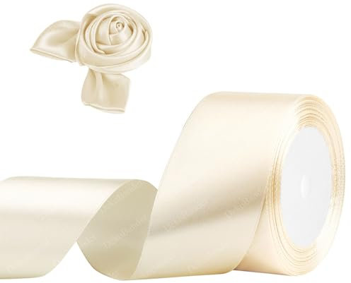 Geschenkband Beige 50mm x 23m Satinband Creme Farben Schleifenband Geschenkband Satinbänder für Geschenkverpackungen, Basteln, DIY, Nähen, Brautparty-Dekoration, Christbaumschmuck
