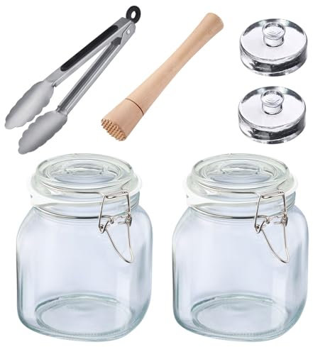 Westmark Fermentier-Set, 8tlg. – Set inkl. 2 Drahtbügelgläser, 4 Fermentiergewichte und je 1 Fermentier-Stampfer und 1 Zange, 666022E6