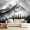 Fototapete NatüRlicher Berg Drucken Wohnzimmer Schlafzimmer Wandtapete Vlies Tapete 300 x 210 cm, Gedrucktes Wandbild UV-Beständig Geruchsfrei Schwarz, Weiß Wand Dekoration