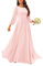 Blush Pink Long Sleeve Bridesmaid Dresses for Wedding Party Fall Formal Dress with Pockets A Line Maid of Honor UK6