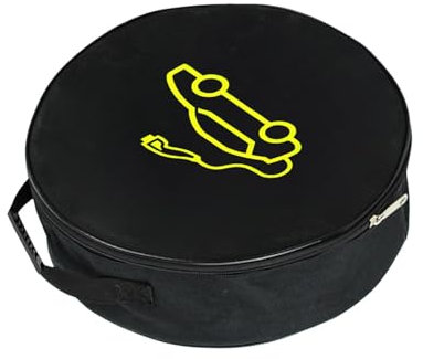 Automotive Battery Jumper Cables Bag, Heavy Duty Oxford Cloth Car Hoses Storage - Fire Retardant EV Charging Cables Bag, Round and Square, B: Circular belt pattern (non-flame retardant), verwijzen