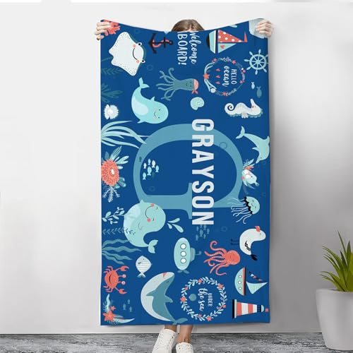 lorajewel Personalisiertes Strandhandtuch mit Namen Groß Sandfest Mikrofaser Handtuch Schnell trocknend Strandtuch Geschenk für Männer und Frauen 70 * 140cm/140 * 180cm (#2)