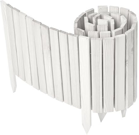 Garronda clôture de Jardin en Bois Bordure Jardin Cloture Jardin Exterieur, Palissade Bordurette Longueur: 200 cm GD-0149 (Blanc, Hauteur : 40 cm)
