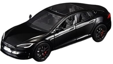 Spielzeugauto 1 24 Maßstab Für Tesla Model S Metalllegierung Modellauto Mit Klang Und Licht Zentralsteuerungs-Ornament Druckgussmodelle Motorfahrzeuge(Schwarz)