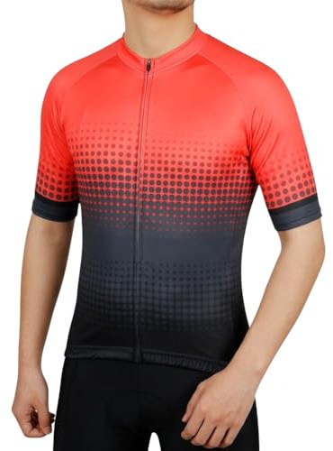 BSBUY Maillot de Cyclisme Hommes Manches Courtes, Jersey VTT Vélo Respirant Séchage avec 3 Poches Arrières, Tee Shirt Cycliste Été Vélo, Maillot de Vélo, Vêtements Cyclisme Fitness