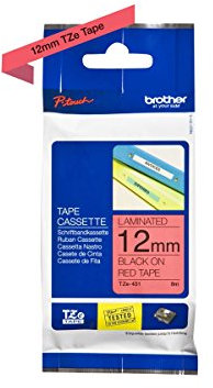 Brother TZE431 Thermodirektdrucktechnologie Schwarz/Rot, Klein