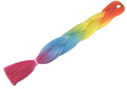 CyberloxShop® Transitional Kanekalon Jumbo Braid - Orange/Yellow/Blue/Pink - Candy Rainbow